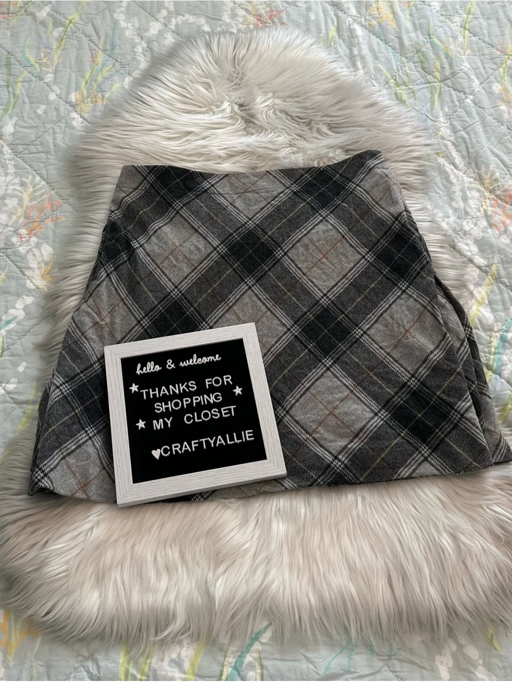 J. Crew Gray Plaid Wool Skirt with Orange Windowpane | Women’s 8